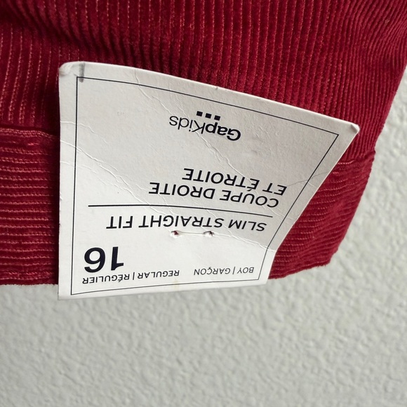 GAP Boys' Red Slim Straight Fit Corduroy Pants - Picture 2 of 9